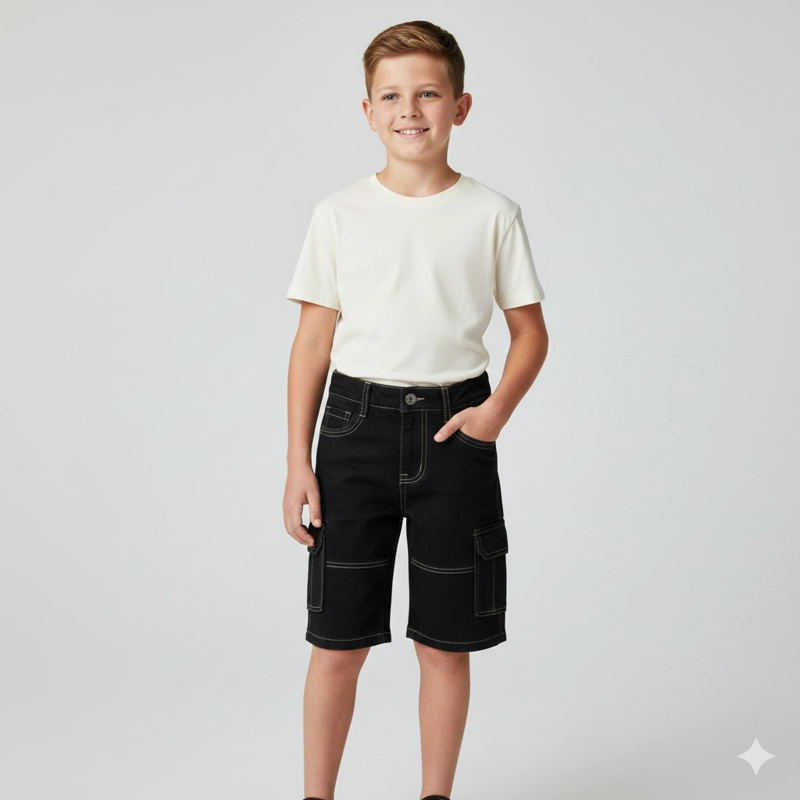 SHORT CARGO NIÑO CON BOLSILLOS LATERALES COMODO - 3