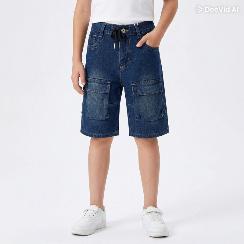 SHORT CARGO NIÑO CON BOLSILLOS LATERALES COMODO - 3