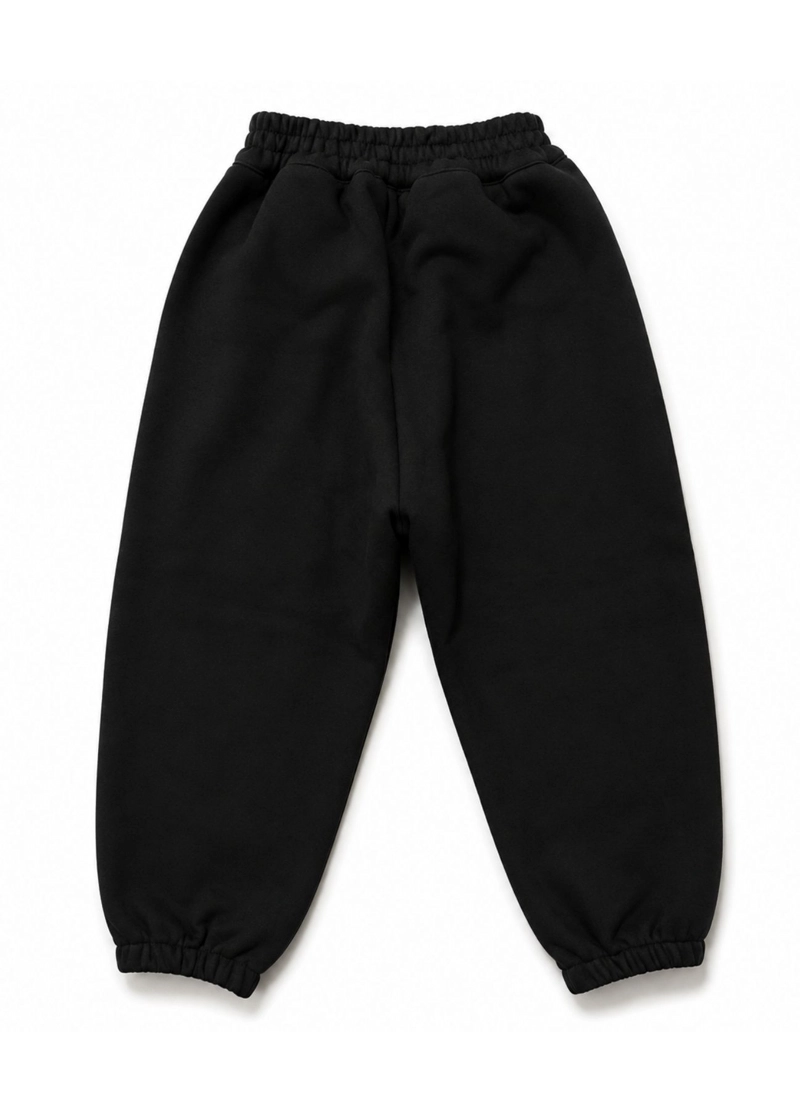 PANTALON BUZO NIÑO ALGODON JOGGER NEGRO CON PUÑO ESCOLAR - 6