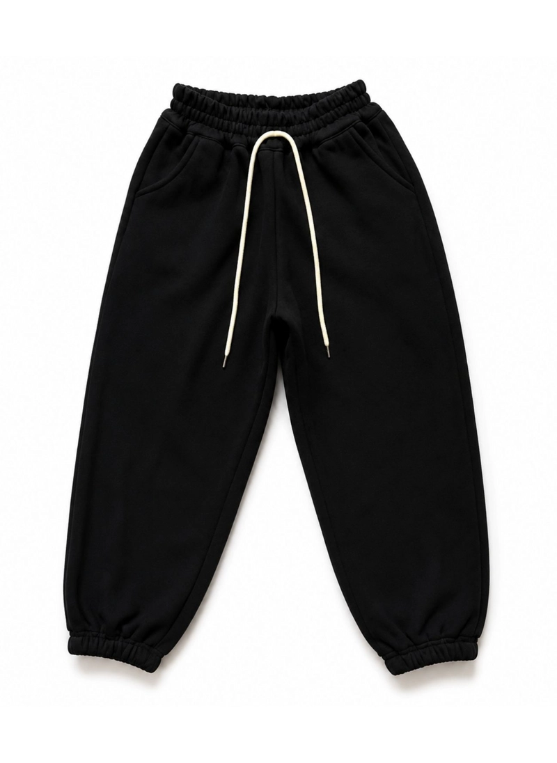 PANTALON BUZO NIÑO ALGODON JOGGER NEGRO CON PUÑO ESCOLAR - 7