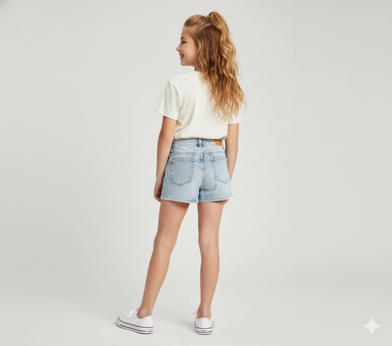 FALDA SHORT NIÑA JEANS CLARO IDEAL VERANO - 4