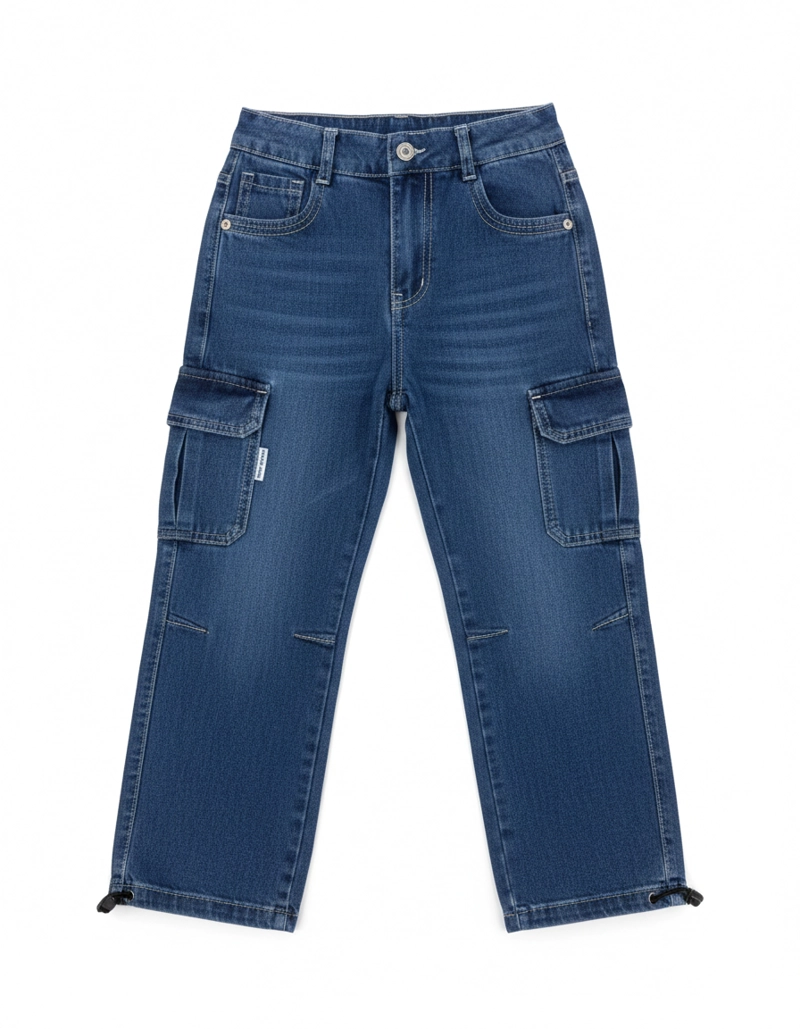 PANTALON CARGO JEANS NIÑO DENIM RESISTENTE - 1