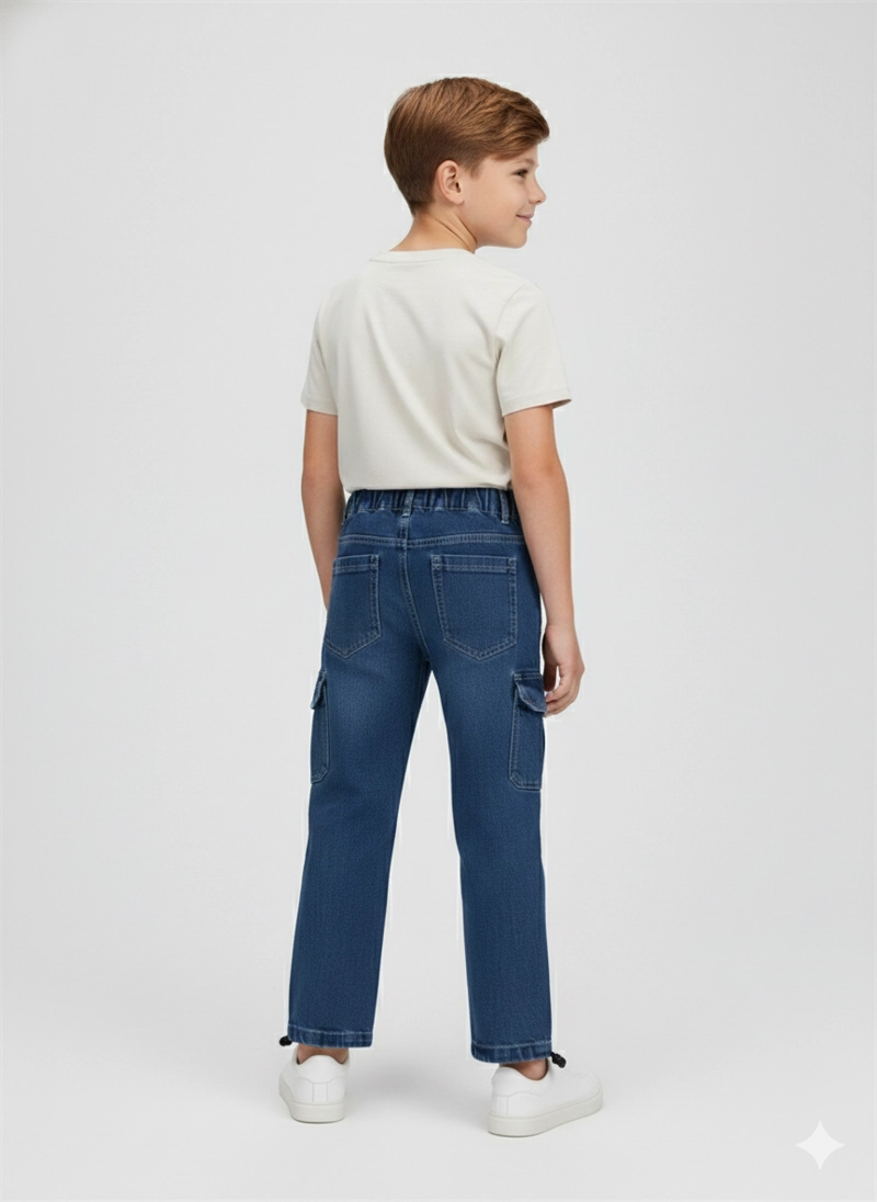 PANTALON CARGO JEANS NIÑO DENIM RESISTENTE - 4