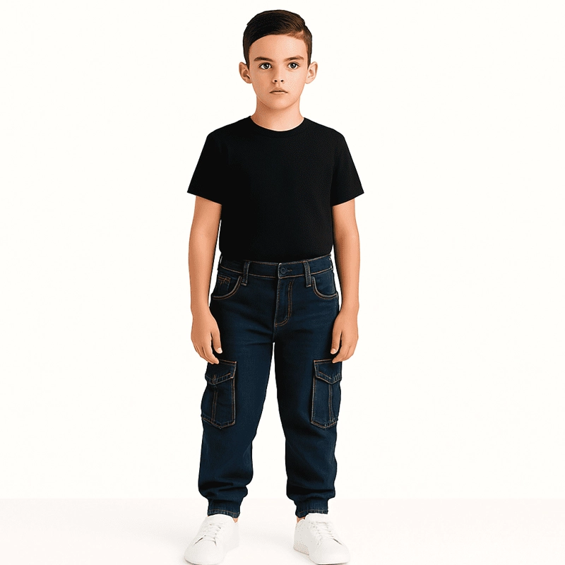 PANTALON JOGGER CARGO MEZCLILLA NIÑO - 2