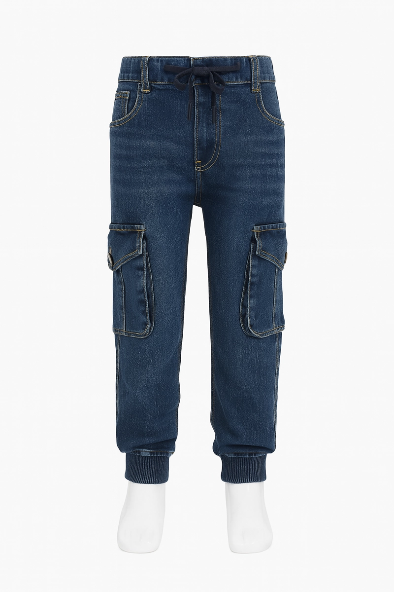 PANTALON JOGGER CARGO MEZCLILLA NIÑO - 4