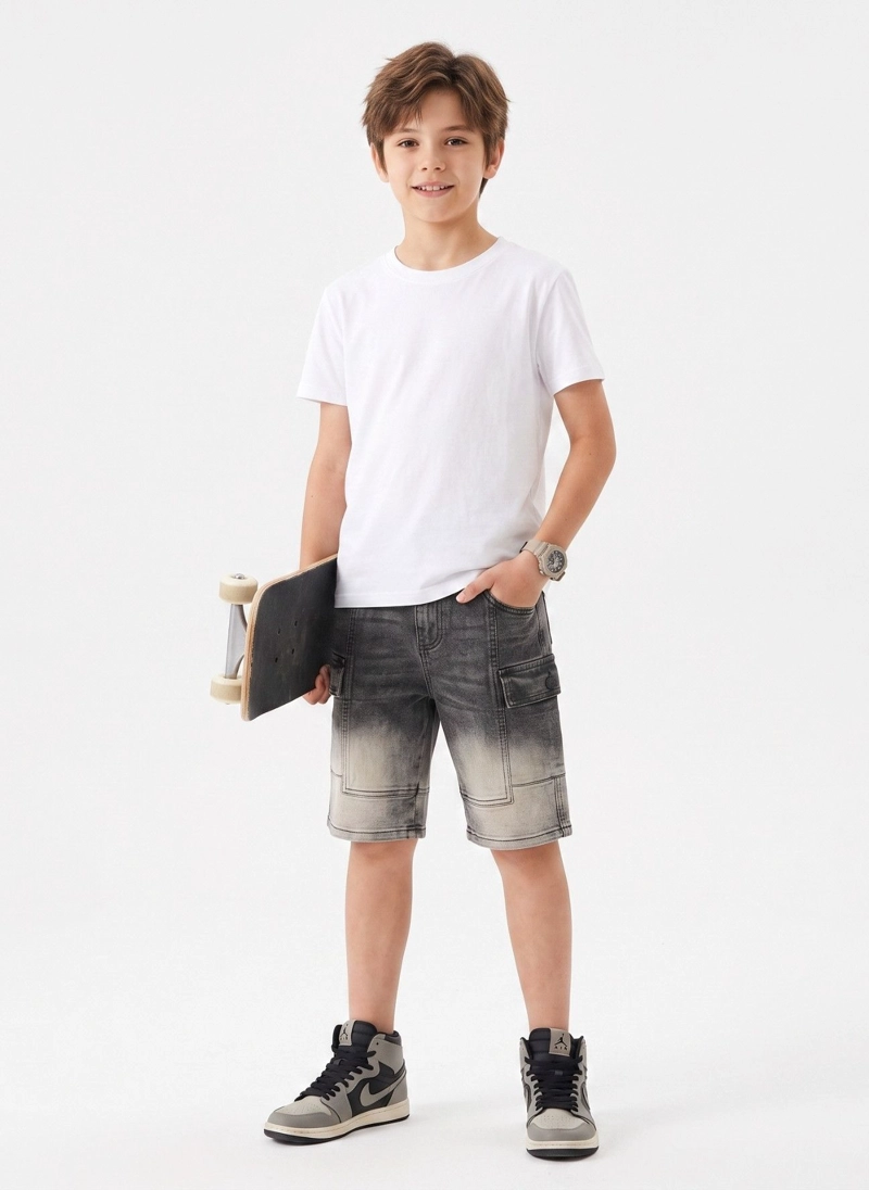 SHORTS BERMUDA CARGO JEAN DENIM CASUAL CON ESTILO - 1