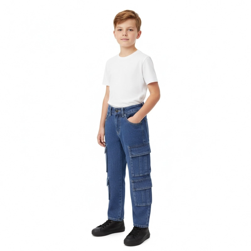 PANTALON JEANS NIÑO CARGO URBANO CON BOLSILLOS FUNCIONALES - 2