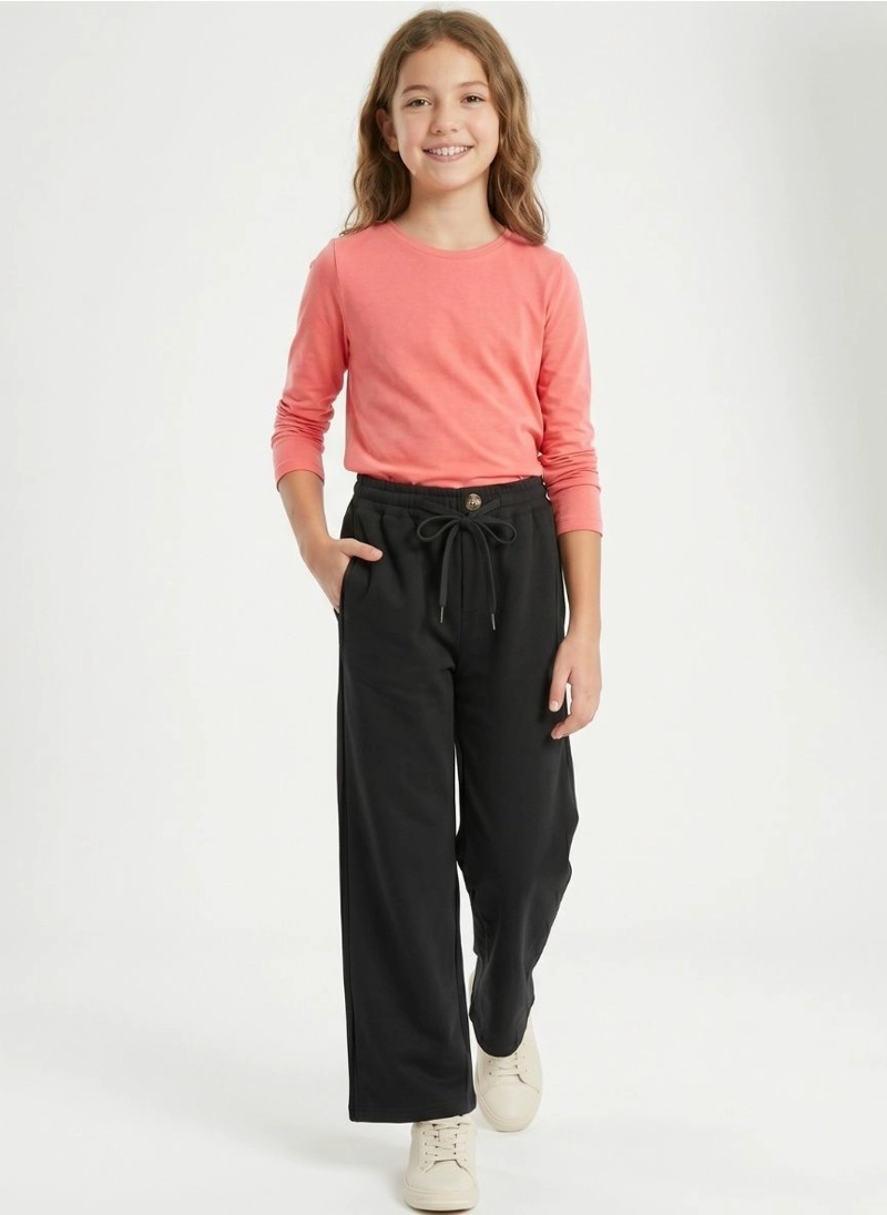 PANTALON ANCHO NIÑA PALAZZO HOLGADO CON CINTURA ELASTICA - 1