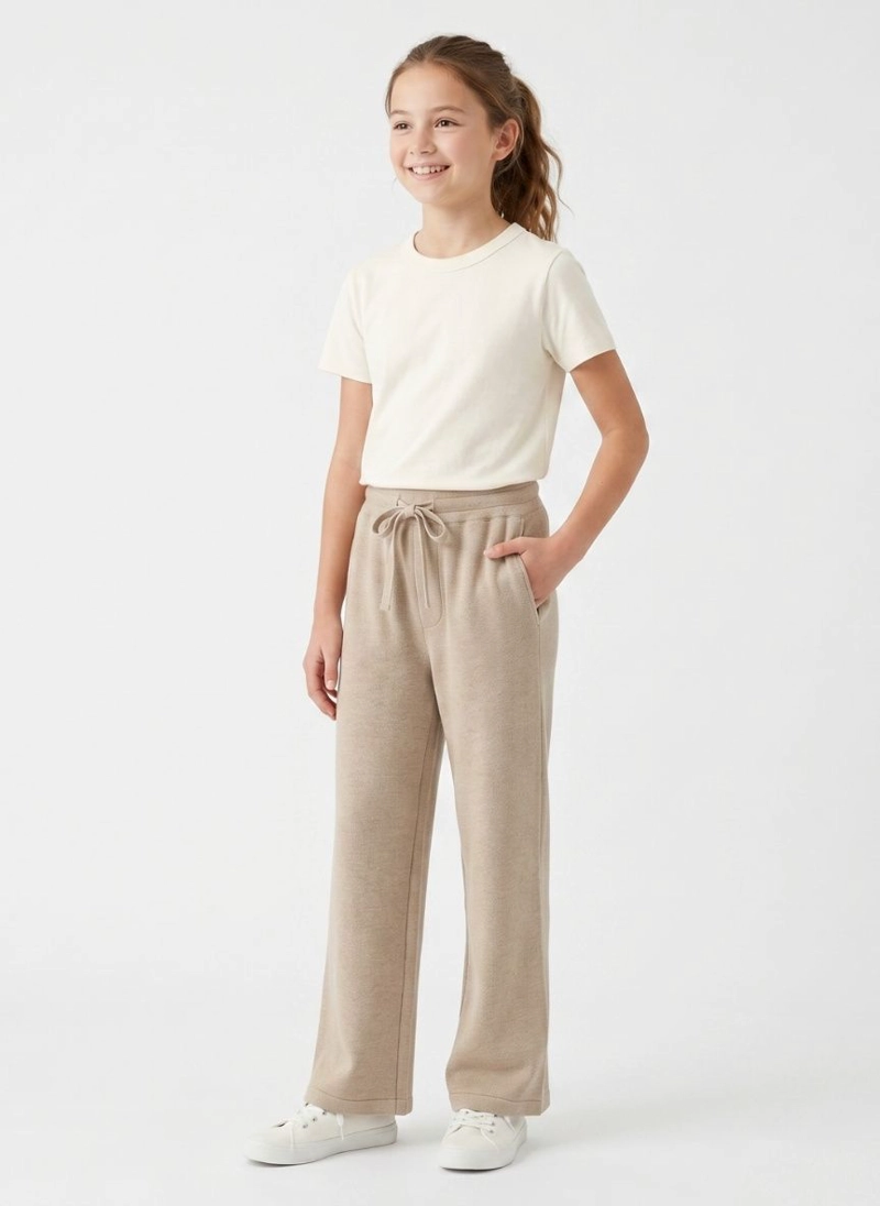 PANTALON ANCHO NIÑA PALAZZO HOLGADO CON CINTURA ELASTICA - 1