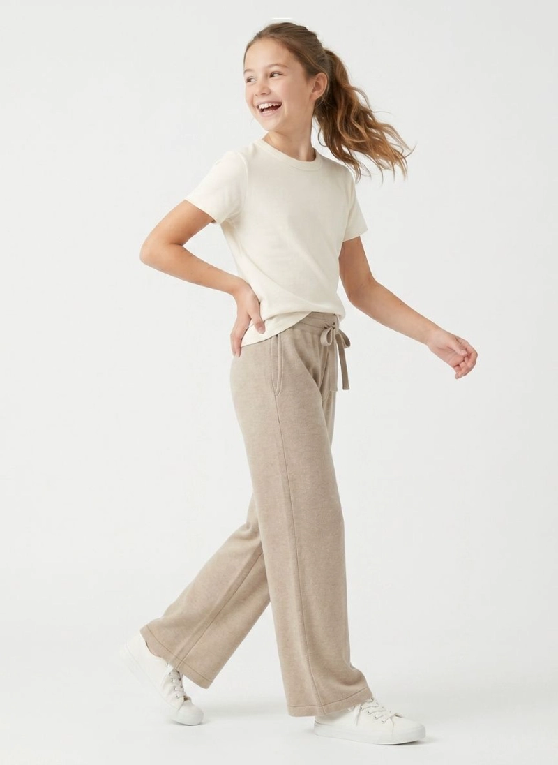 PANTALON ANCHO NIÑA PALAZZO HOLGADO CON CINTURA ELASTICA - 2