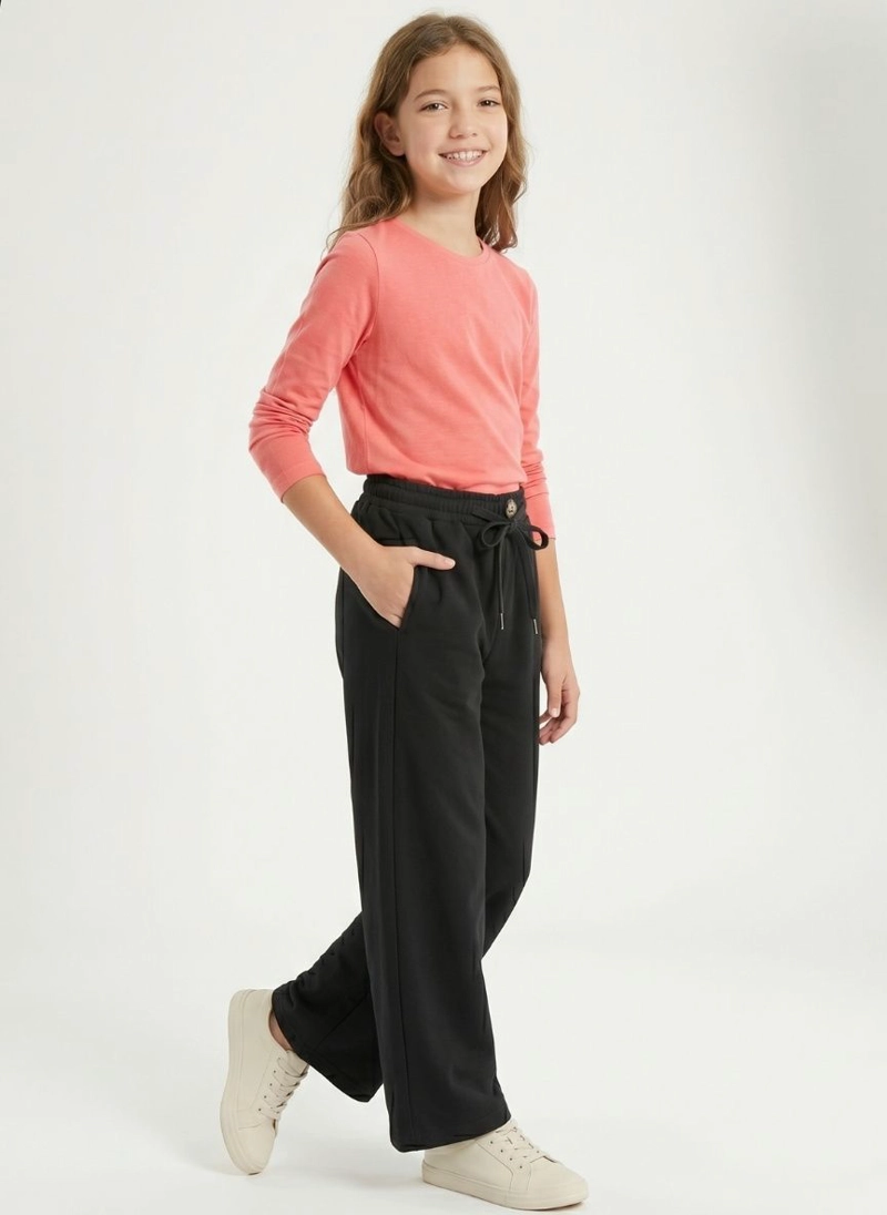 PANTALON ANCHO NIÑA PALAZZO HOLGADO CON CINTURA ELASTICA - 3