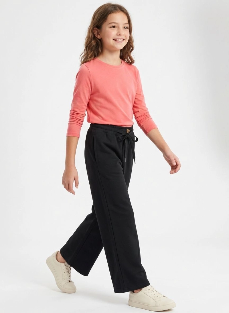 PANTALON ANCHO NIÑA PALAZZO HOLGADO CON CINTURA ELASTICA - 4