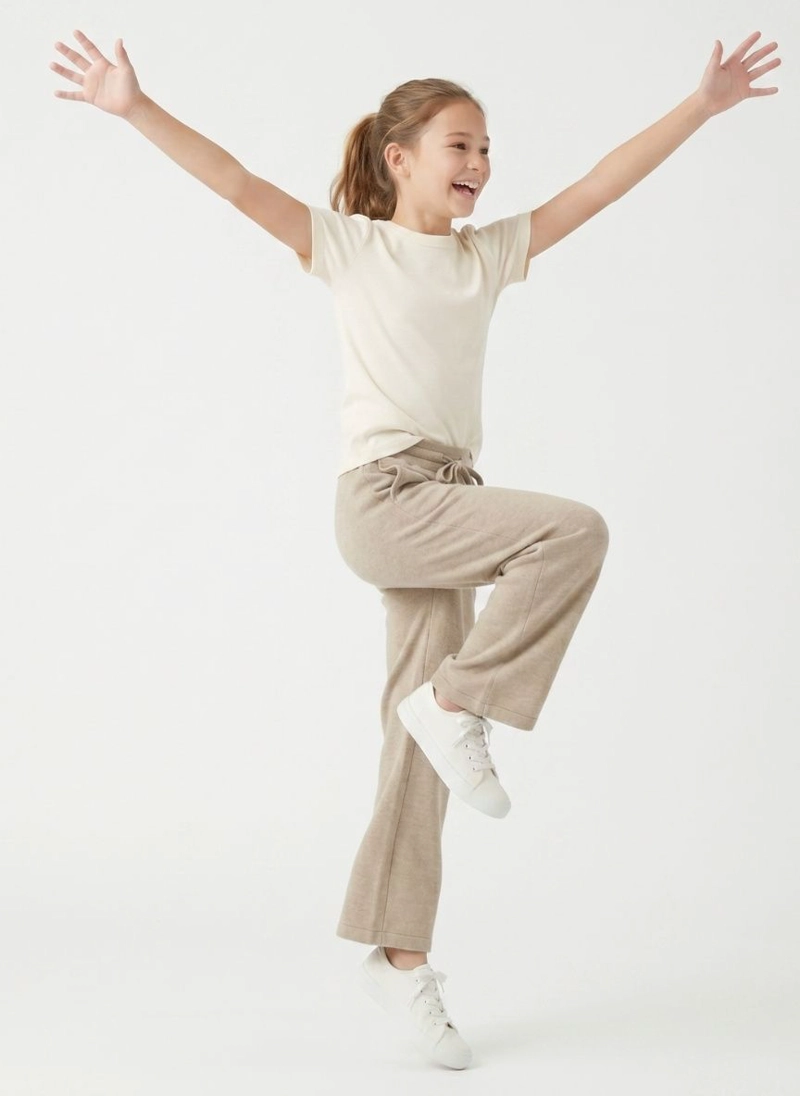 PANTALON ANCHO NIÑA PALAZZO HOLGADO CON CINTURA ELASTICA - 4