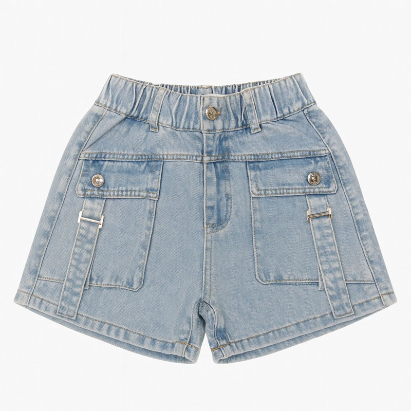 SHORT JEANS NIÑOS AZUL MEDIO KIBOU VINTAGE ESTILO CARGO - 2