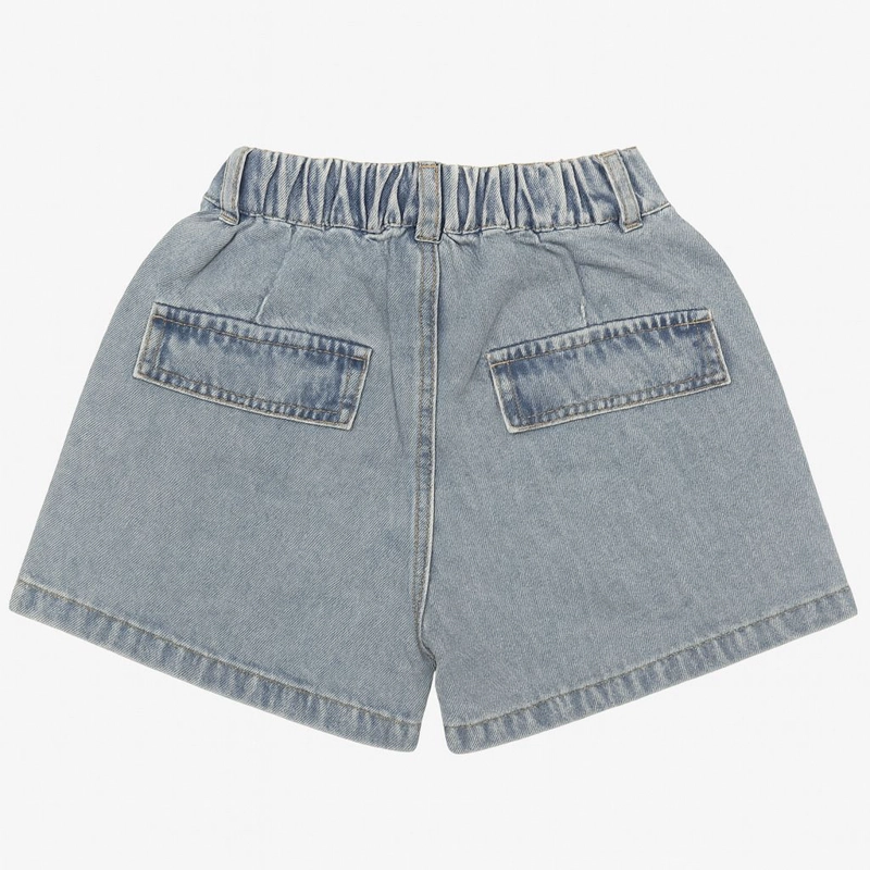 SHORT JEANS NIÑOS AZUL MEDIO KIBOU VINTAGE ESTILO CARGO - 4