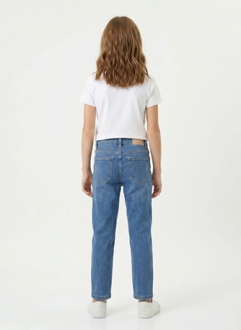 PANTALON JEANS BAGGY NIÑA MEZCLILLA AZUL RECTO - 3