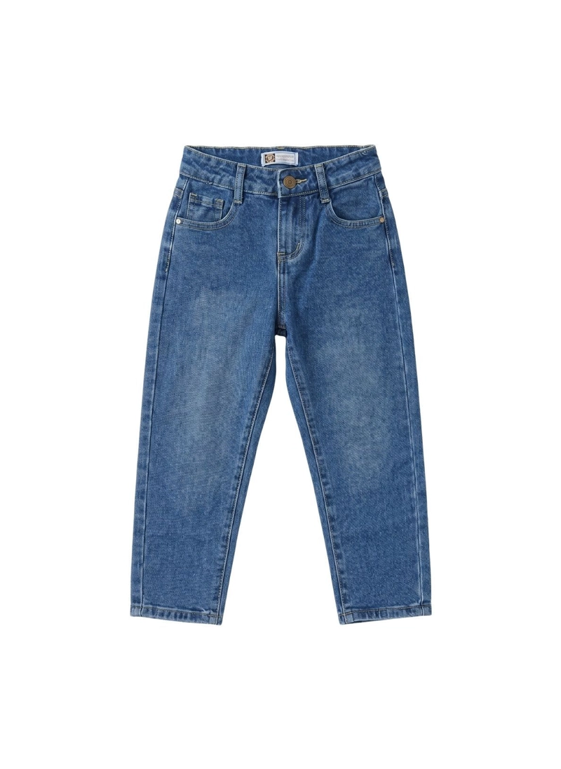 PANTALON JEANS BAGGY NIÑA MEZCLILLA AZUL RECTO - 4