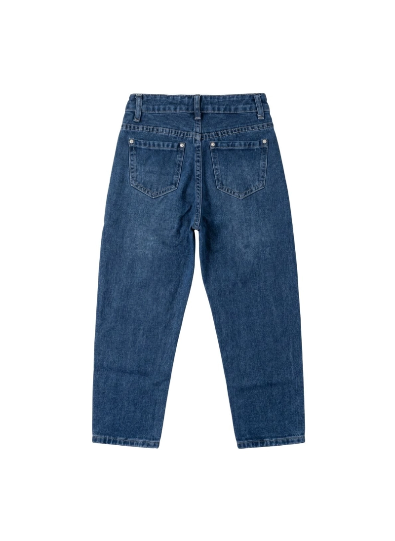 PANTALON JEANS BAGGY NIÑA MEZCLILLA AZUL RECTO - 5