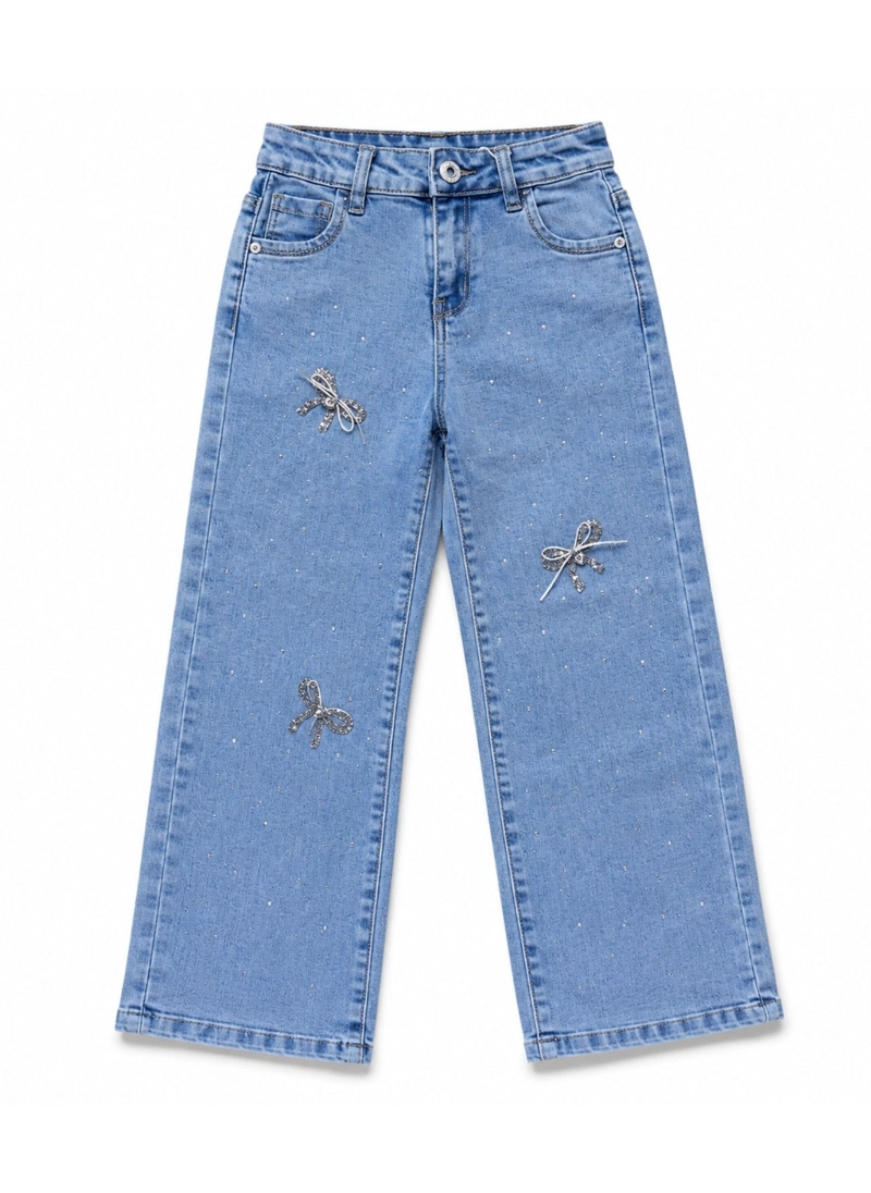 PANTALON JEANS MEZCLILLA NIÑA DISEÑOS BRILLO LAZOS - 2