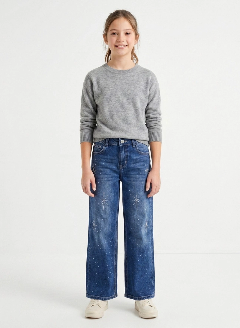 JEANS NINA RECTO CON BRILLOS PEDRER A MODA URBANA DENIM - 1