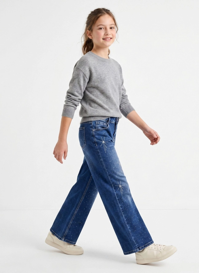 JEANS NINA RECTO CON BRILLOS PEDRER A MODA URBANA DENIM - 2