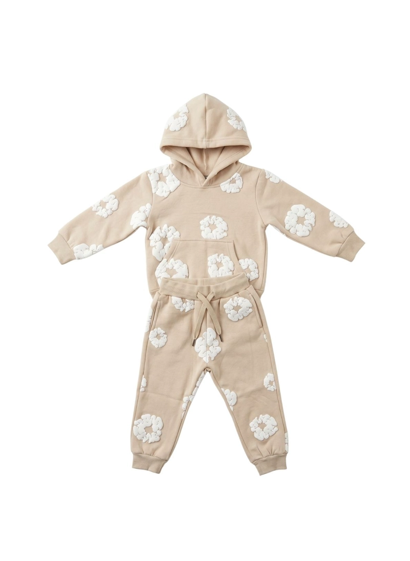 CONJUNTO BUZO NIÑA POLERON CANGURO Y JOGGER FLORES 3D - 2