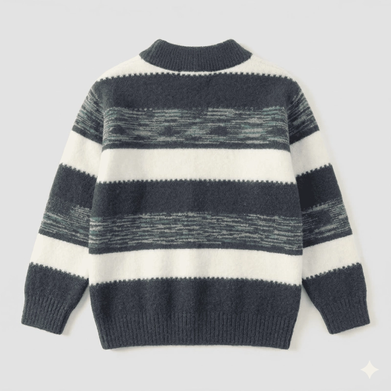 SUETER NIÑO INVIERNO TEJIDO RAYADO CUELLO ALTO MODA INFANTIL - 2