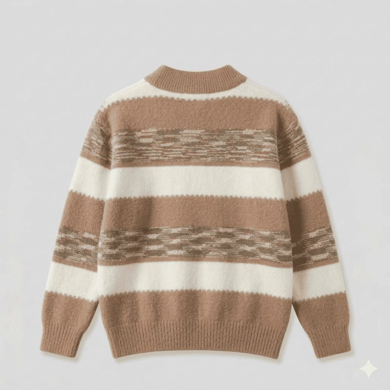 SUETER NIÑO INVIERNO TEJIDO RAYADO CUELLO ALTO MODA INFANTIL - 3