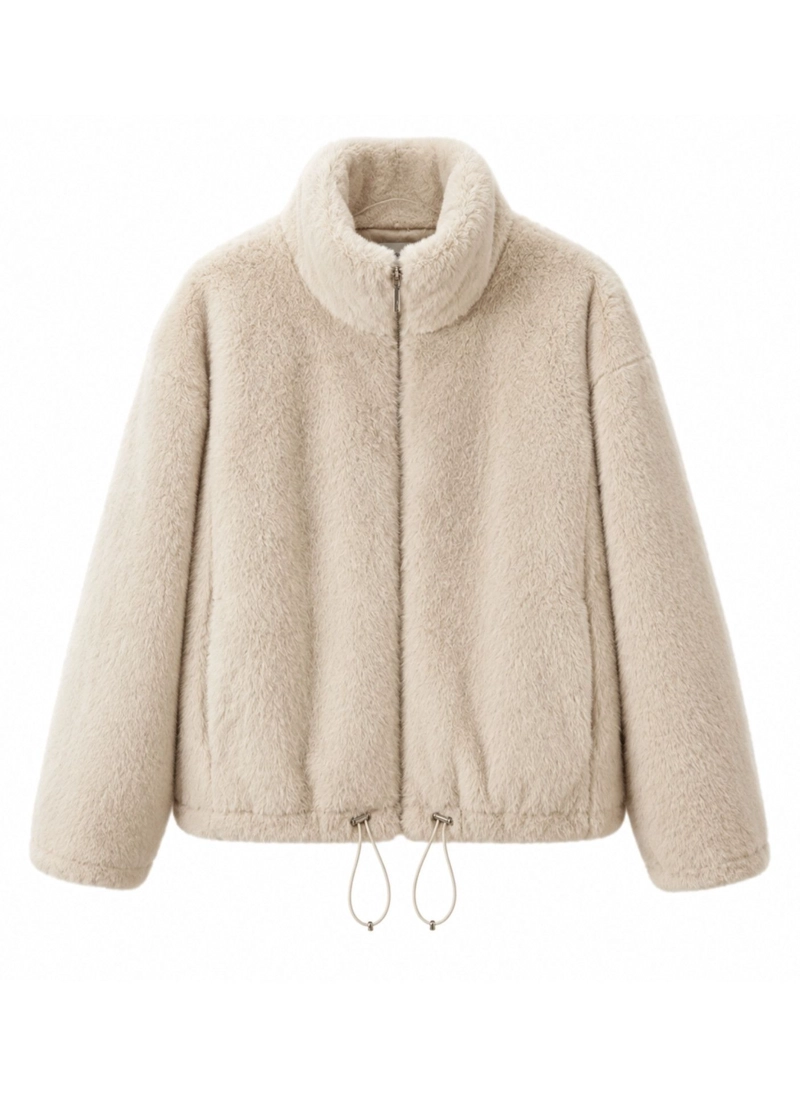 CHAQUETA CHIPORRO NIÑA OVERZISE BEIGE SUPER SUAVE Y ABRIGO - 2