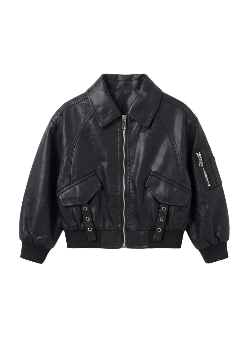 CHAQUETA ECOCUERO NINO ESTILO AVIADOR BIKER INVIERNO - 3