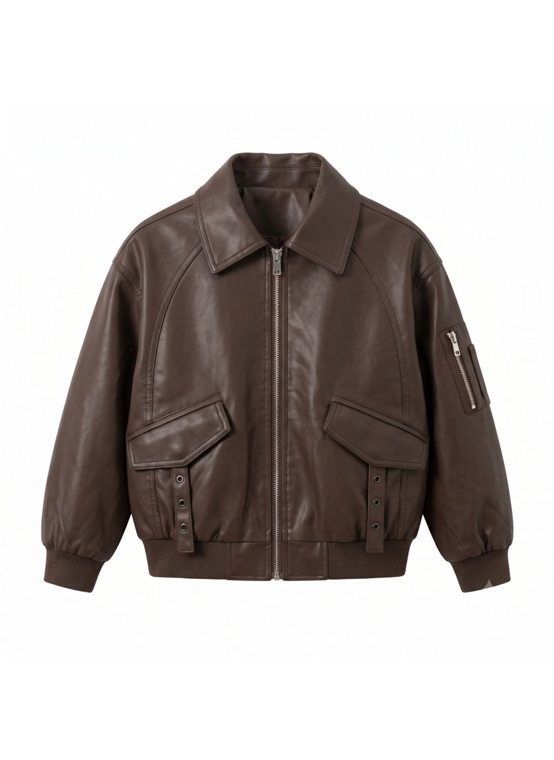 CHAQUETA ECOCUERO NINO ESTILO AVIADOR BIKER INVIERNO - 4