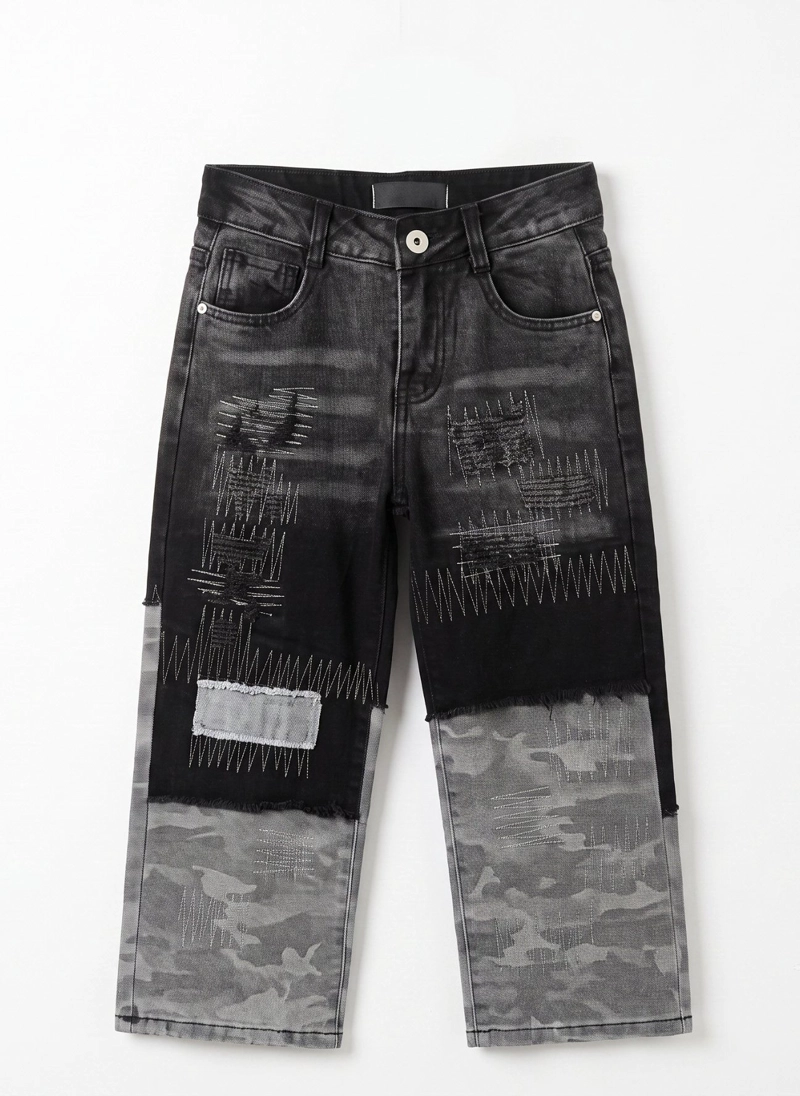 JEANS NIÑO PATCHWORK CAMUFLAJE PANTALON MEZCLILLA MODA - 4