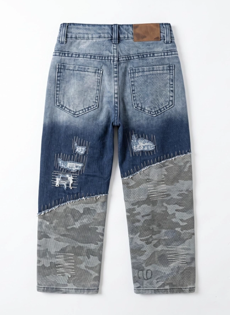 JEANS NIÑO PATCHWORK CAMUFLAJE PANTALON MEZCLILLA MODA - 5