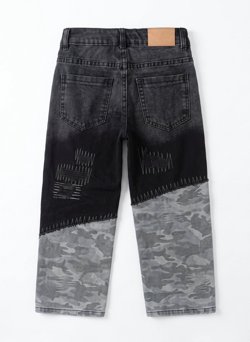 JEANS NIÑO PATCHWORK CAMUFLAJE PANTALON MEZCLILLA MODA - 5