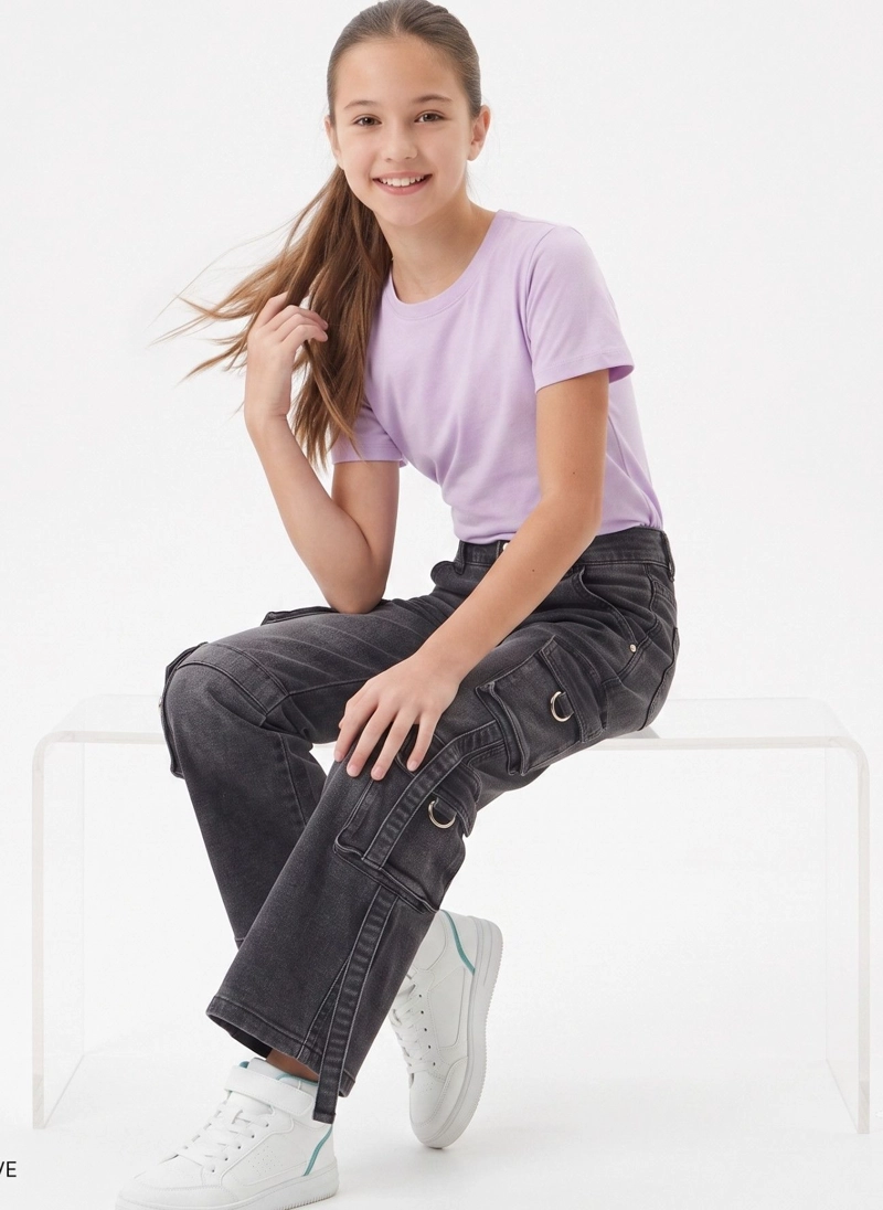 PANTALON CARGO NIÑA JEANS HOLGADO ESTILO URBANO Y2K - 2
