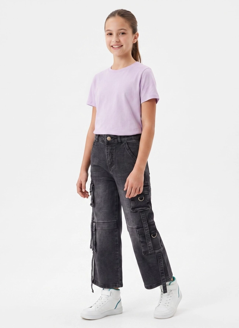 PANTALON CARGO NIÑA JEANS HOLGADO ESTILO URBANO Y2K - 4