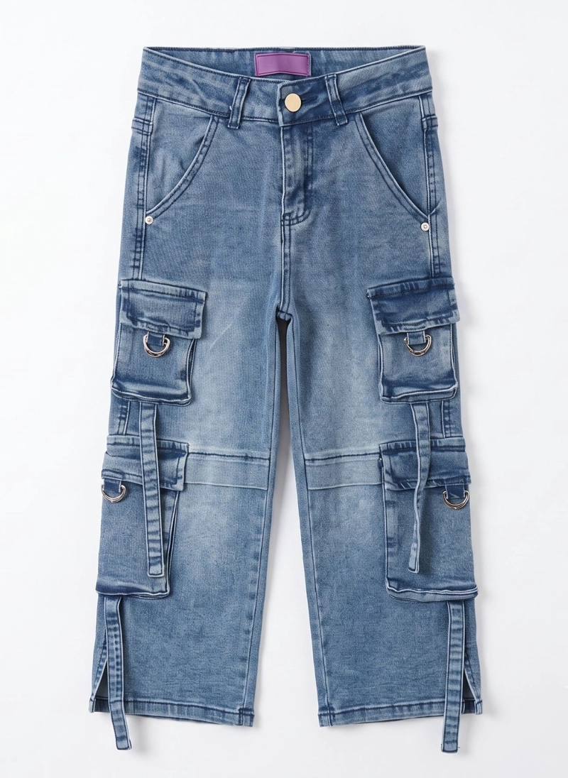 PANTALON CARGO NIÑA JEANS HOLGADO ESTILO URBANO Y2K - 4