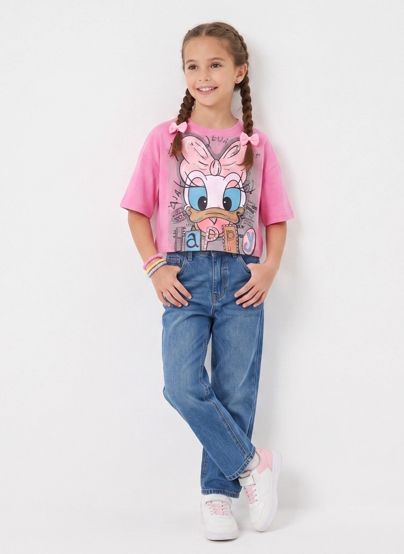 POLERA CROP TOP NINA ESTAMPADA JUVENIL ALGODON SUAVE MODA - 1