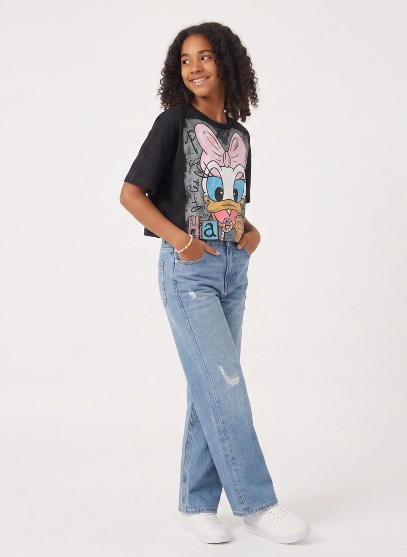 POLERA CROP TOP NINA ESTAMPADA JUVENIL ALGODON SUAVE MODA - 2