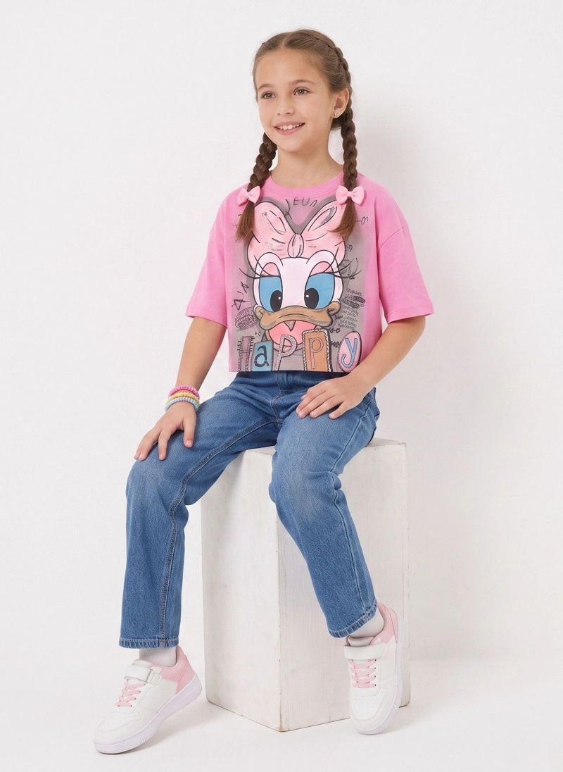 POLERA CROP TOP NINA ESTAMPADA JUVENIL ALGODON SUAVE MODA - 2