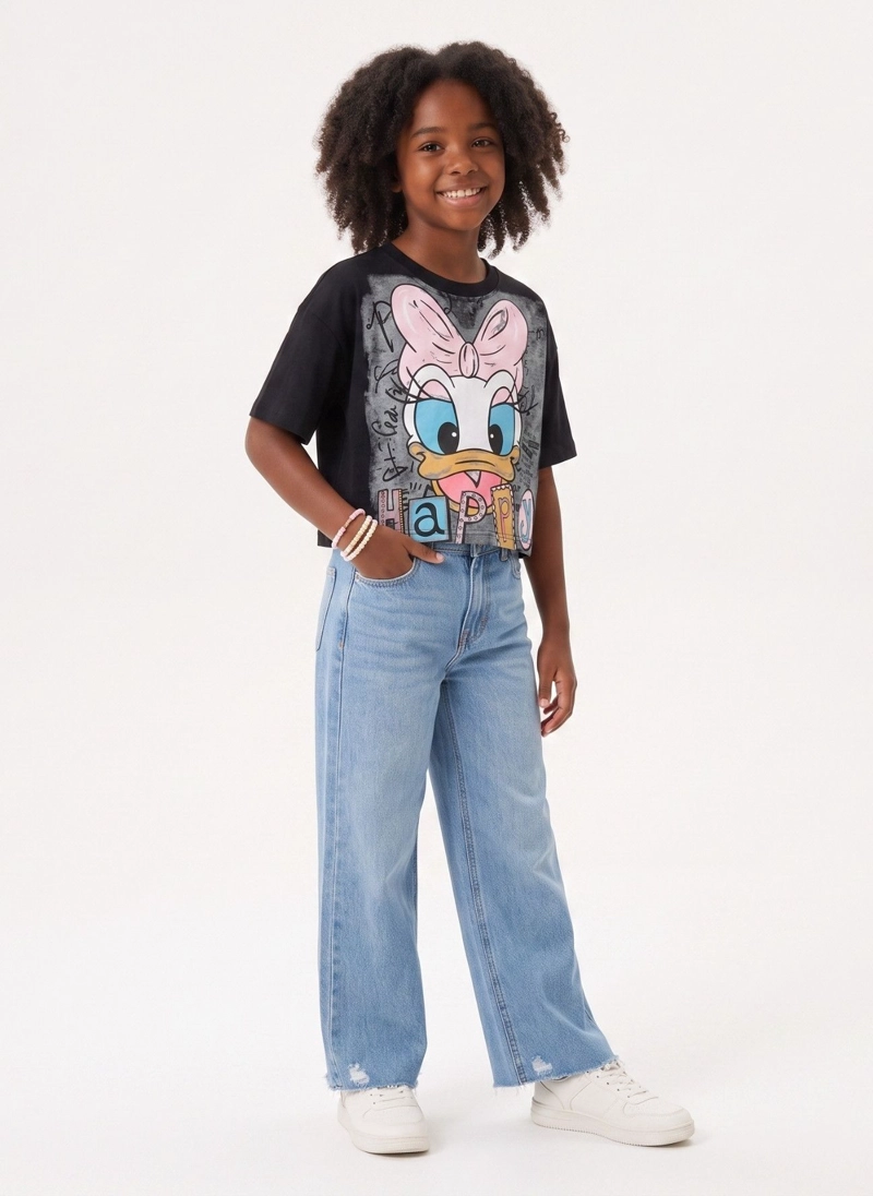 POLERA CROP TOP NINA ESTAMPADA JUVENIL ALGODON SUAVE MODA - 3