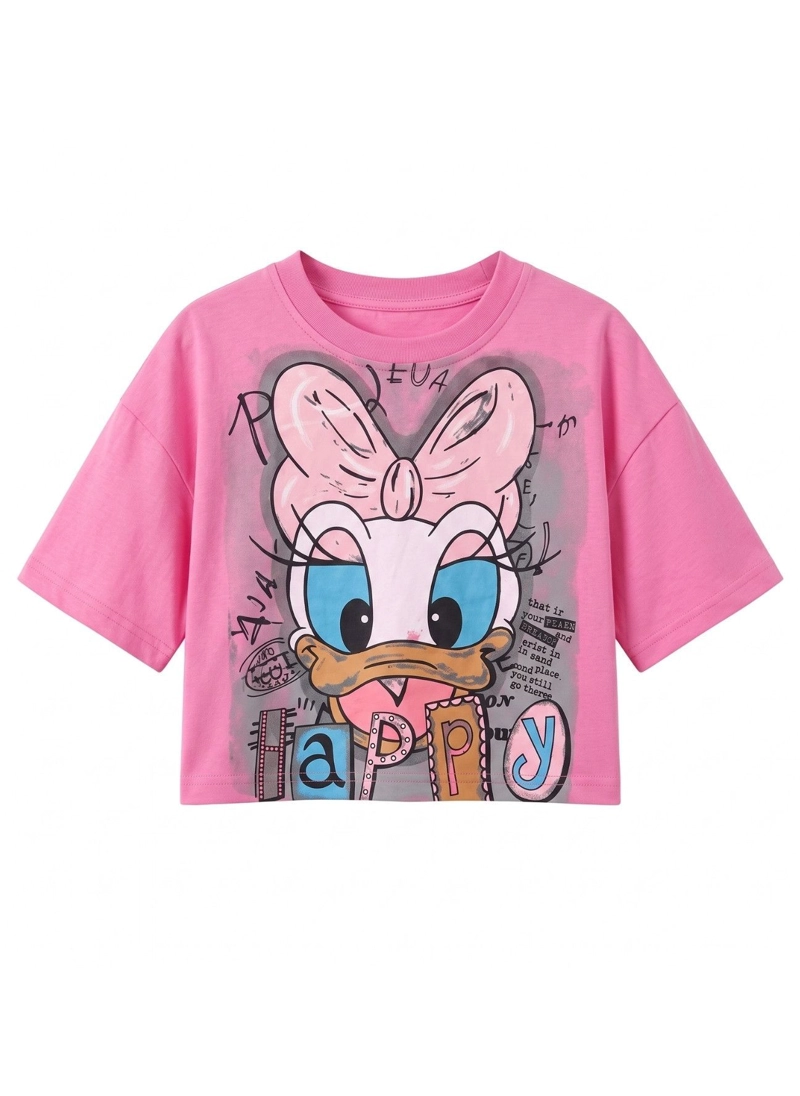 POLERA CROP TOP NINA ESTAMPADA JUVENIL ALGODON SUAVE MODA - 3