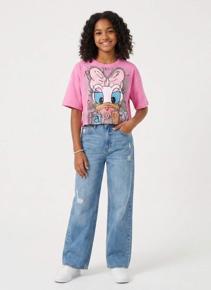 POLERA CROP TOP NINA ESTAMPADA JUVENIL ALGODON SUAVE MODA - 4
