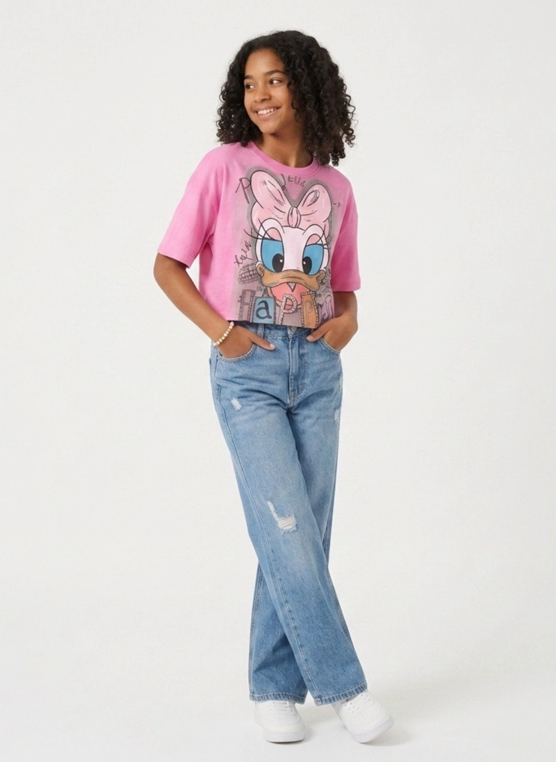POLERA CROP TOP NINA ESTAMPADA JUVENIL ALGODON SUAVE MODA - 5