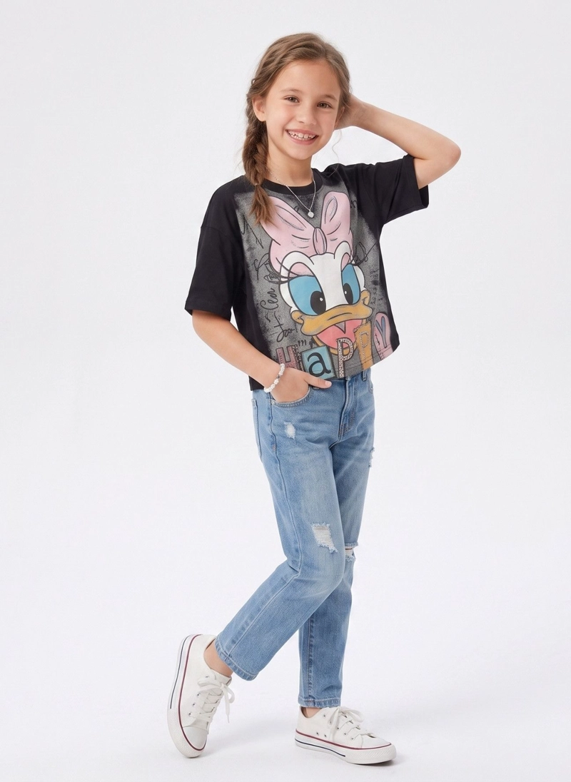 POLERA CROP TOP NINA ESTAMPADA JUVENIL ALGODON SUAVE MODA - 6