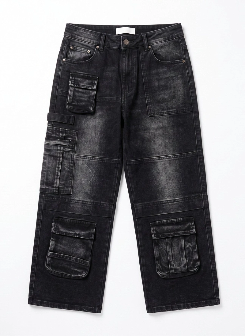 PANTALON JEANS CARGO NIÑO DENIM URBANO BOLSILLOS - 2