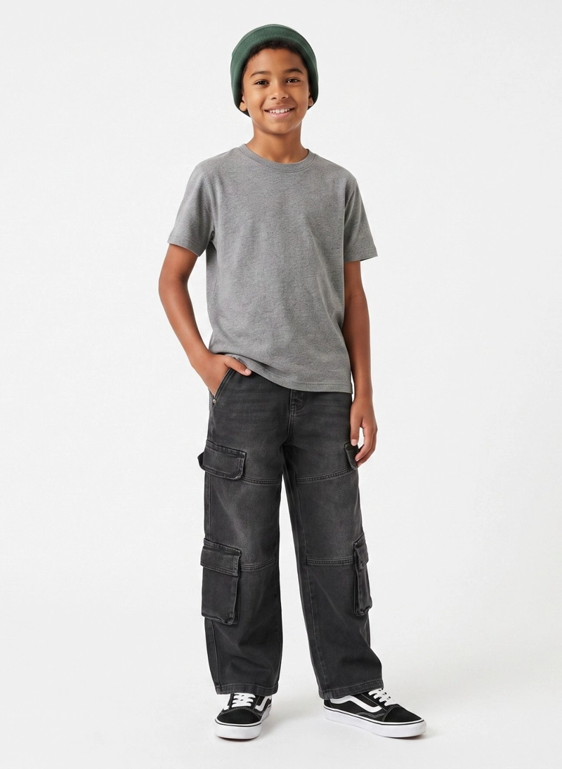 PANTALON JEANS CARGO NIÑO DENIM ESTILO URBANO - 1