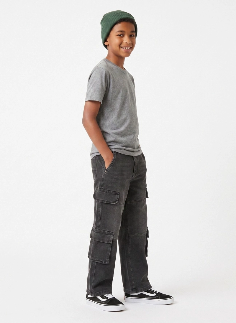 PANTALON JEANS CARGO NIÑO DENIM ESTILO URBANO - 5