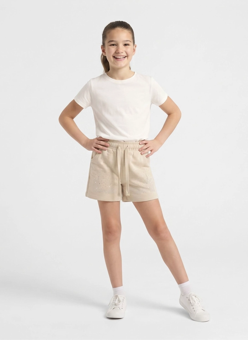 SHORT CASUAL DE NIÑA ALGODON SUAVE CON BRILLOS MODA - 1