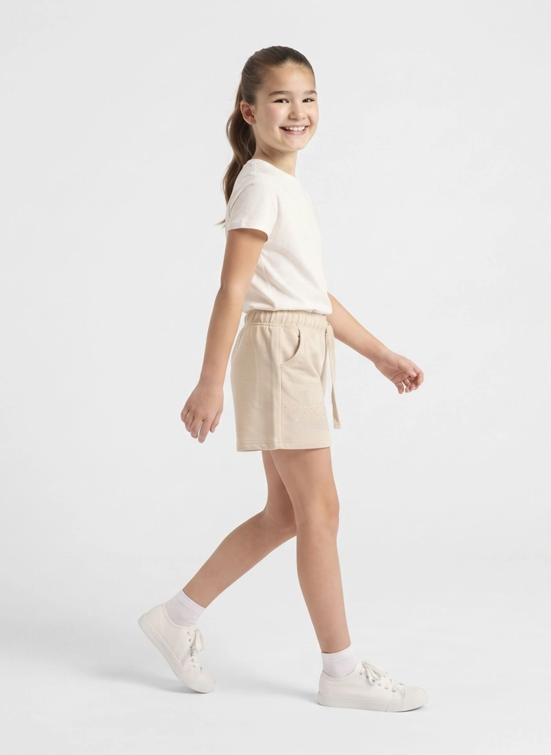SHORT CASUAL DE NIÑA ALGODON SUAVE CON BRILLOS MODA - 3